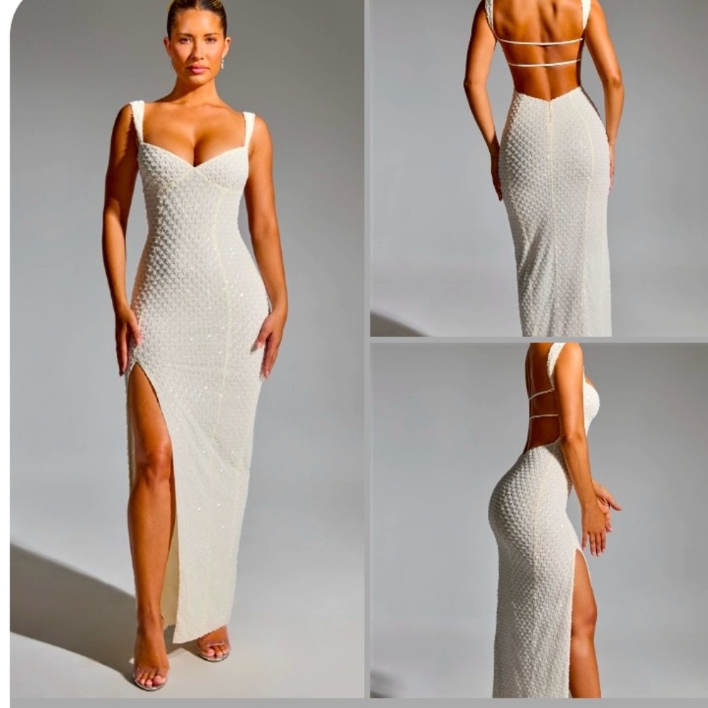 Ivory Oh Polly Embellished Open Back Dress